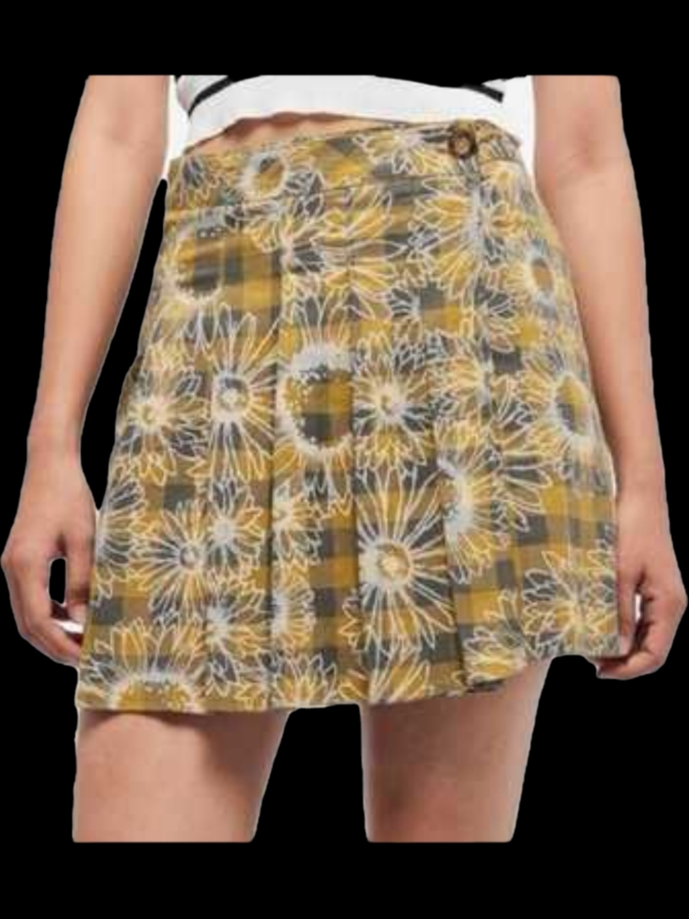 Urban Outfitters Yellow Plaid Daisy Mini Skirt